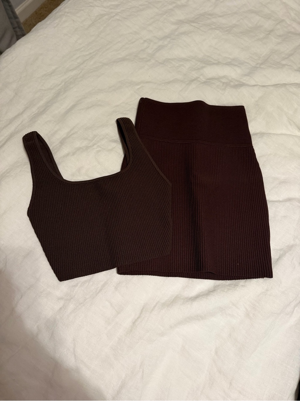 Aritizia Ribbed skirt set